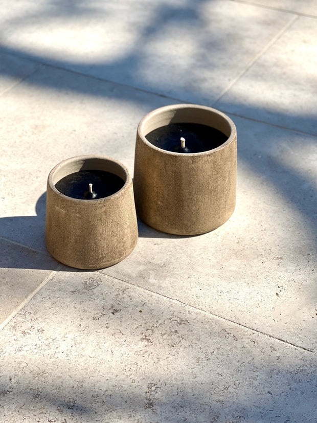 Beige terracotta kaars S - outdoor